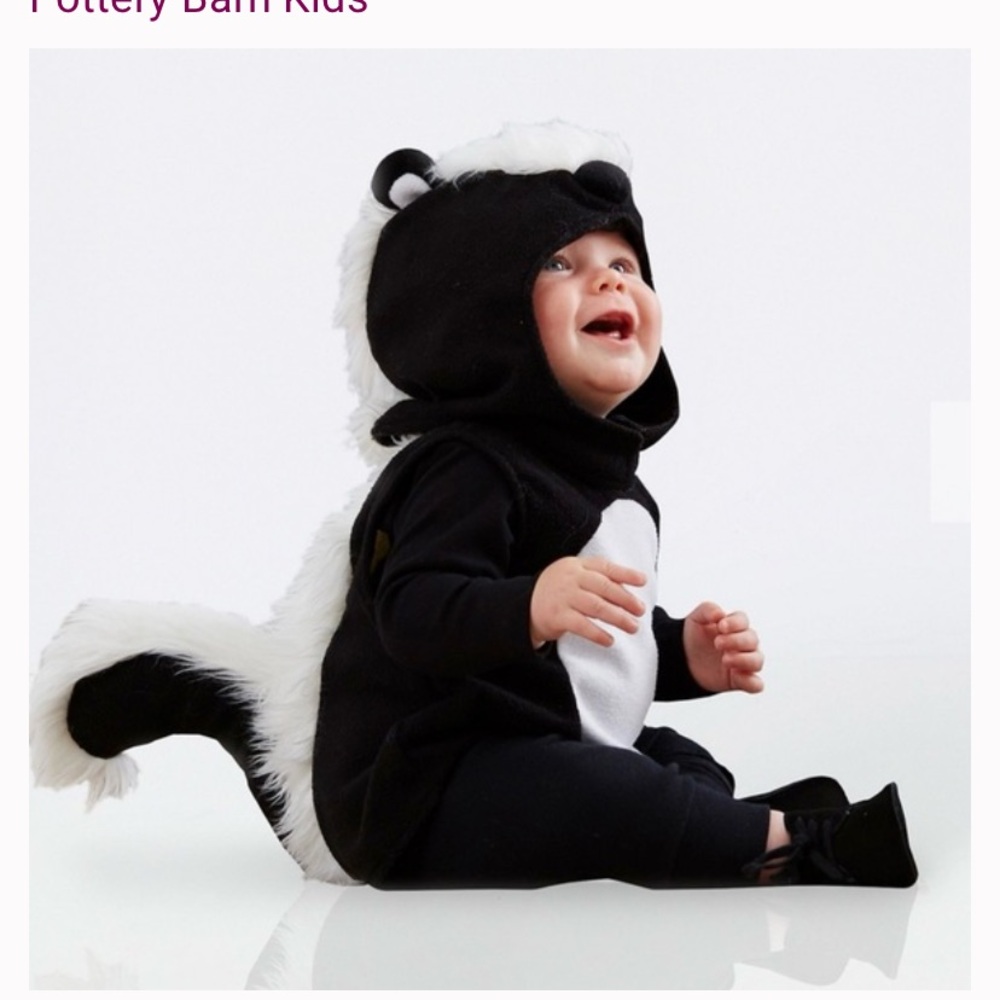 Pottery Barn Kids Black and White Skunk Costume Size 6-12 months